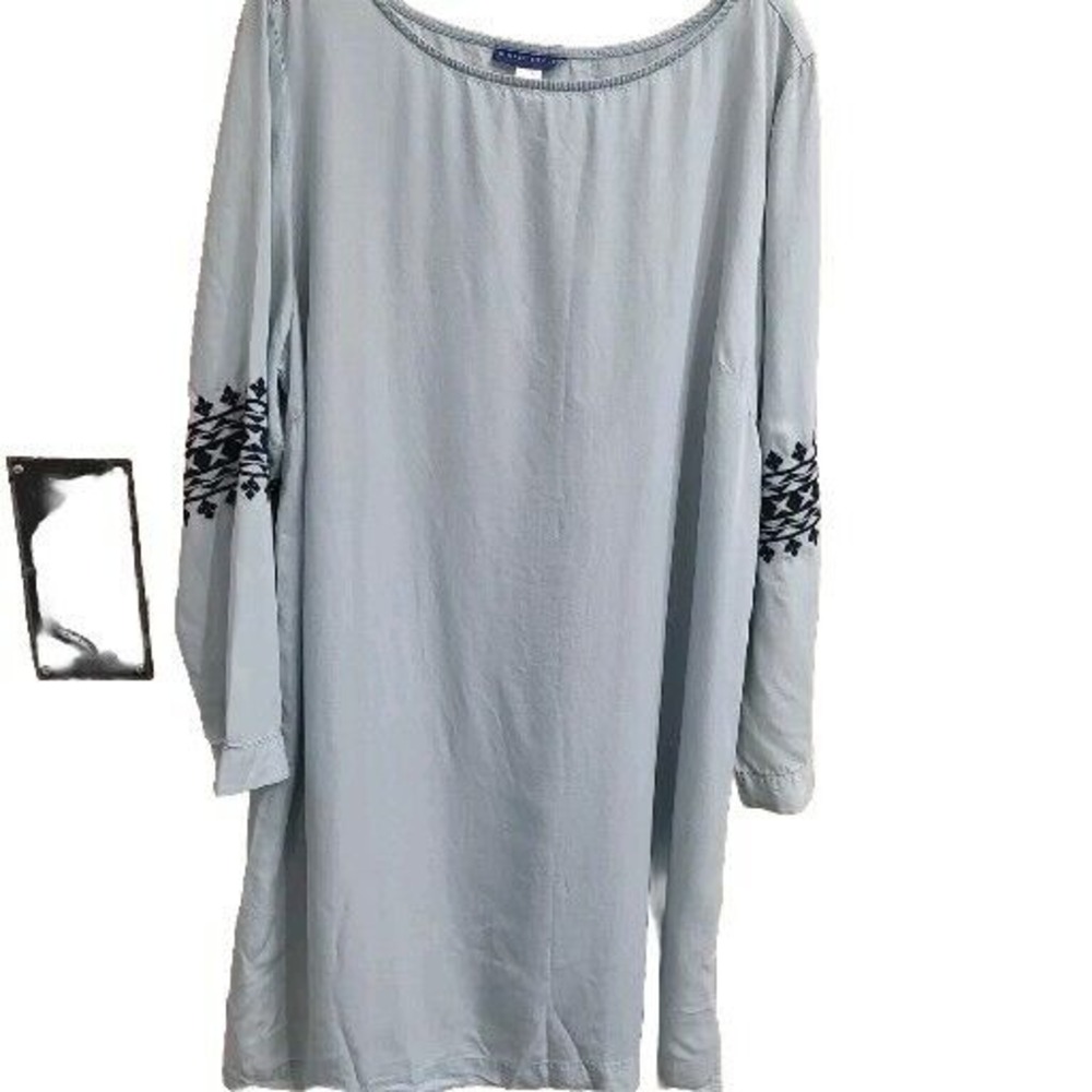 Vtg Simply Styled by‎ Sears Sz XL Denim Long Sleeve Dress Embroidered Lagenlook